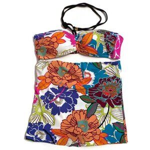 TRINA TURK NEW SWIM BIKINI SET 2 PC WHITE BLUE PINK ORANGE FLORAL SIZE 8 NWT